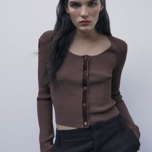 Zara Contrasting Knit Cardigan